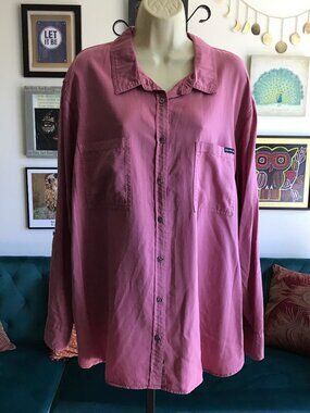 CALVIN KLEIN Jeans size 2X Dusty Rose Soft Tencel Denim Button Front Shirt